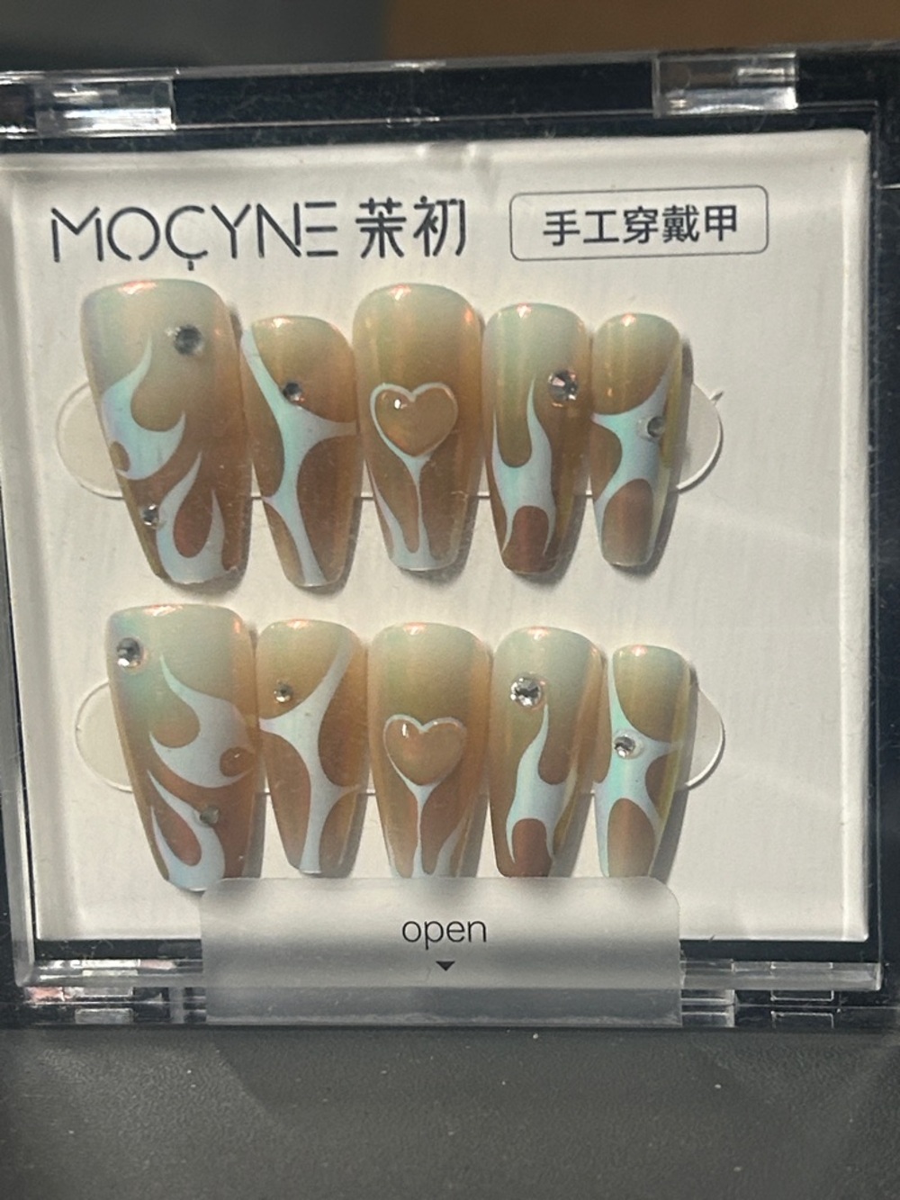 Retro Swirl Press On Nails Groovy Y2K Nails Heart Accent Coffin Shape